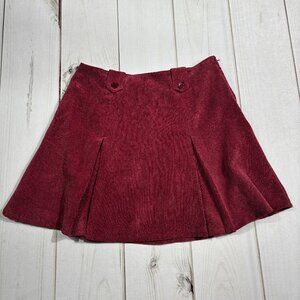 Modcloth Red Corduroy Short Skirt Women's Large Retro 70s MCM Boho Pleats Rust